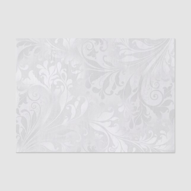 Elegant White Damask Tissue Paper (Front)