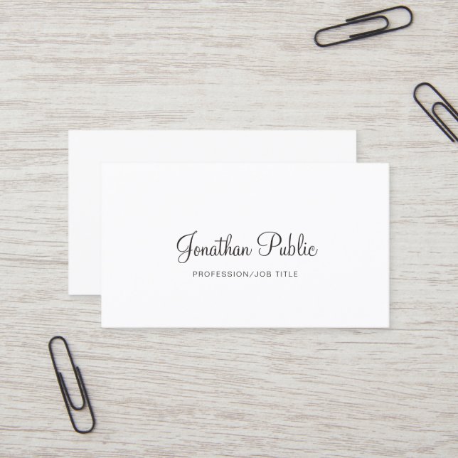 Elegant White Design Modern Plain Professional Business Card (Front/Back In Situ)