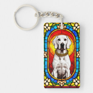 Elegant White Dog Art Keychain