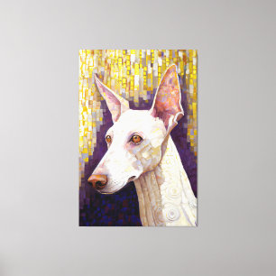 Elegant White Dog Mosaic Gold Klimt Style Canvas Print