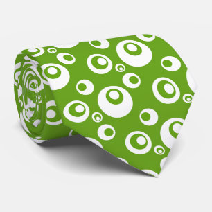 Elegant White Dots On Green Background Tie
