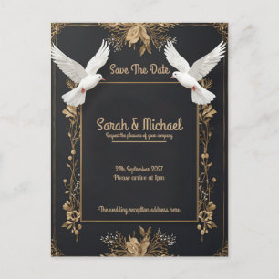 Elegant White Dove & Floral Frame  Holiday Postcard