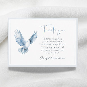 Elegant White Dove Funeral Thank You Card