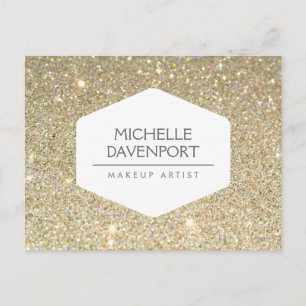 ELEGANT WHITE EMBLEM ON GOLD GLITTER Postcard