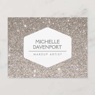 ELEGANT WHITE EMBLEM ON SILVER GLITTER Postcard