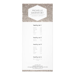 ELEGANT WHITE EMBLEM ON SILVER GLITTER Rack Card