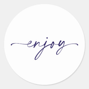 Elegant White “Enjoy” Wedding Favor Sticker