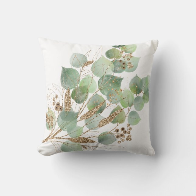 ELEGANT WHITE EUCALYPTUS CUSHION (Front)