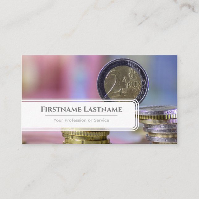 Elegant white euro money currency financial expert business card (Front)
