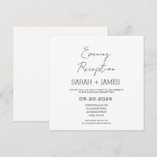 Elegant White Evening Reception Wedding Square Invitation
