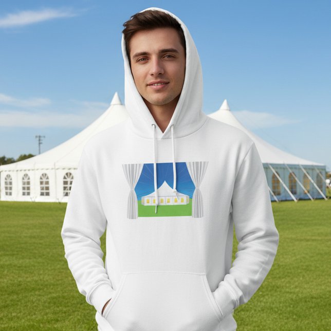 Elegant White Event Tent with Curtains Hoodie (Creator Uploaded)