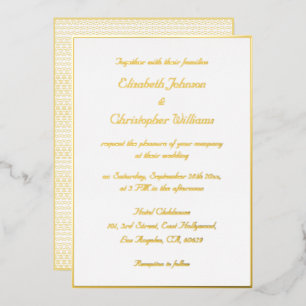 Elegant White Faux Gold Modern Custom Wedding
