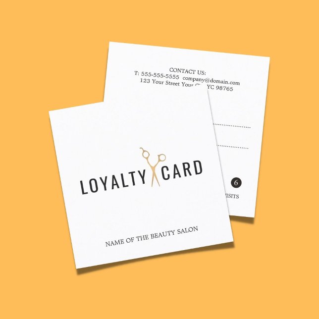 Elegant White Faux Gold Scissor Loyalty Card (Creator Uploaded)