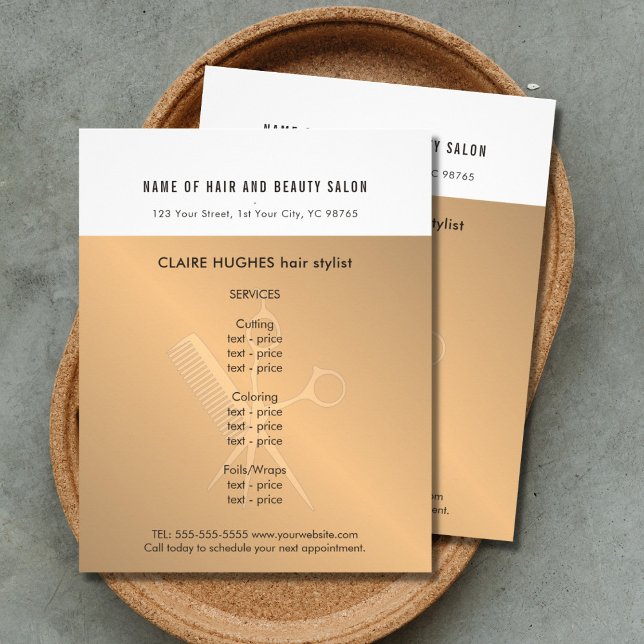 Elegant White Faux Gold Scissors Beauty Salon Flyer (Creator Uploaded)