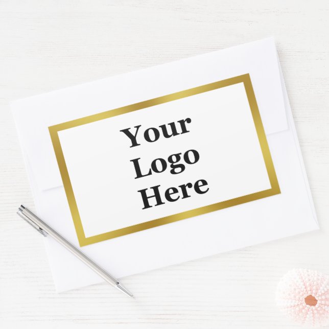 Elegant White Faux Gold Template Your Logo Here Sticker (Envelope)
