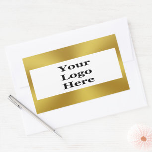 Elegant White Faux Gold Template Your Logo Here Sticker