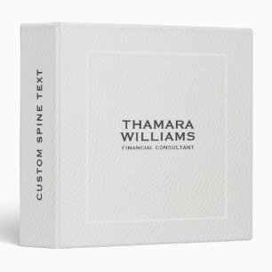 Elegant White Faux Leather Print Binder