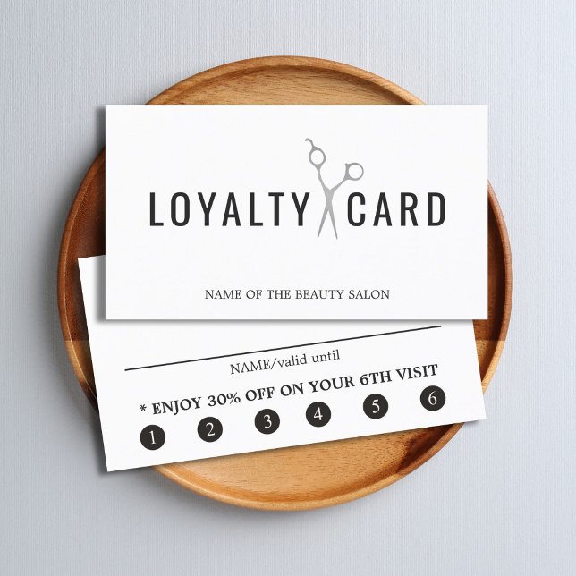 Elegant White Faux Silver Scissors Bold Loyalty Card (Creator Uploaded)
