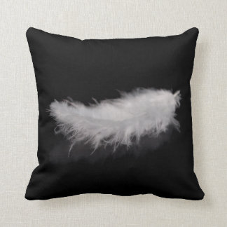 Elegant White Feather on a Black Background Throw Pillow
