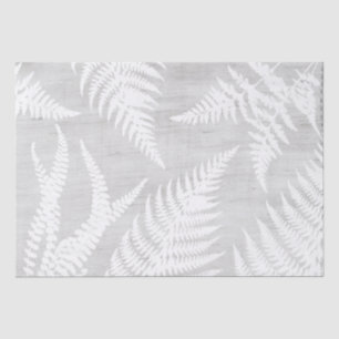Elegant White Fern on Canvas Burlap Texture Tissue Paper
