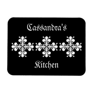 Elegant white fleur de lis damask motif magnet