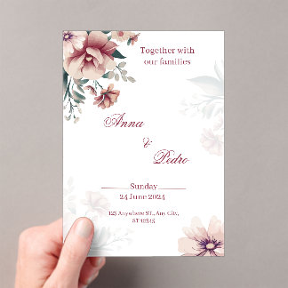Elegant White Floral Acrylic Wedding Invitation