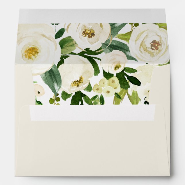 Elegant White Floral All Occasion Wedding Bridal Envelope (Back (Bottom))