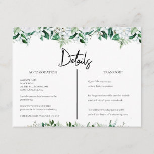 Elegant White Floral and Greenery Wedding Enclosure Card