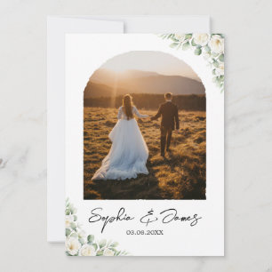 Elegant White Floral Arch Wedding Invitation with 