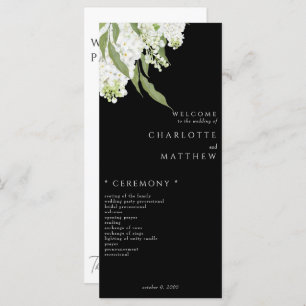 Elegant White Floral B/W Wedding Program