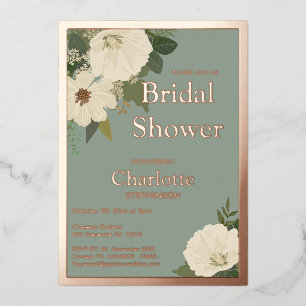Elegant White Floral Blooms Bridal Shower Sage and