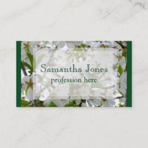 Elegant white floral blossom photo business card