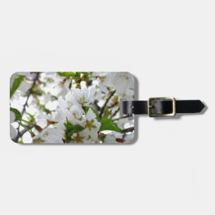 Elegant white floral blossom photo luggage tag