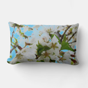 Elegant white floral blossom photo lumbar pillow