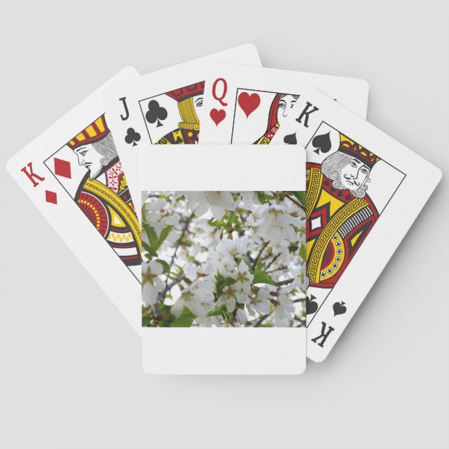Elegant white floral blossom photo playing cards (Back)