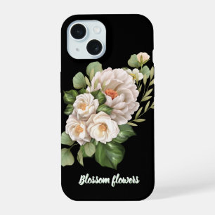 Elegant white floral bouquet with green leaves iPhone 15 case