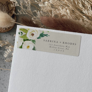 Elegant White Floral Champagne Return Address
