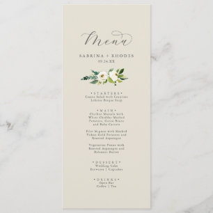 Elegant White Floral   Champagne Wedding Menu
