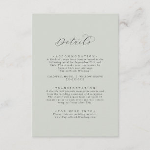 Elegant White Floral Coordinate   Sage Mint Detail Enclosure Card