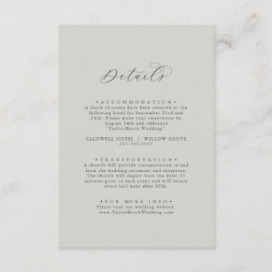 Elegant White Floral Coordinate   Sage Mint Detail Enclosure Card
