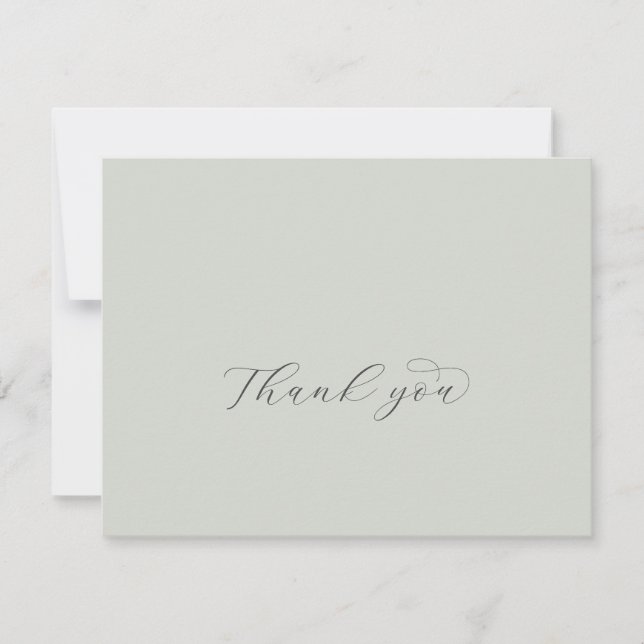 Elegant White Floral Coordinate | Sage Mint Thank You Card (Front)