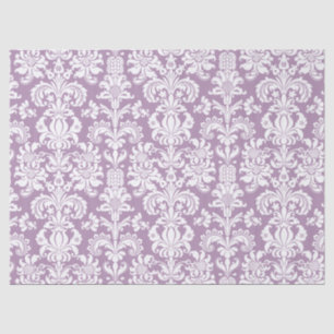 Elegant White Floral Damasks Lavender Background Tissue Paper