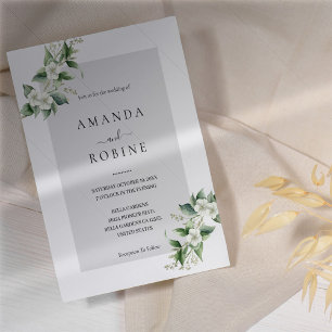 Elegant White Floral & Eucalyptus Wedding Invitation