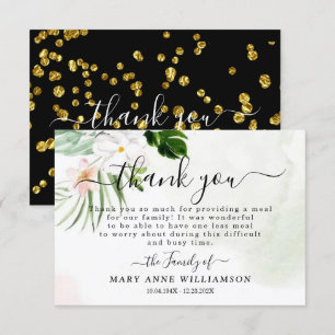 Elegant White Floral Funeral Food Thank You Card