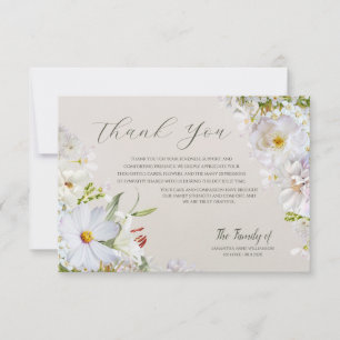 Elegant White Floral Funeral Thank You Card