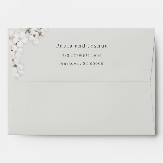 Elegant White Floral Gold Script Wedding Envelope (Back (Top Flap))