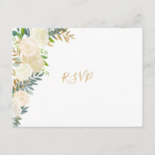 Elegant white floral gold wedding rsvp reply card