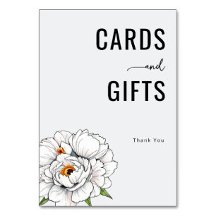 Elegant White Floral Illustration Table Number