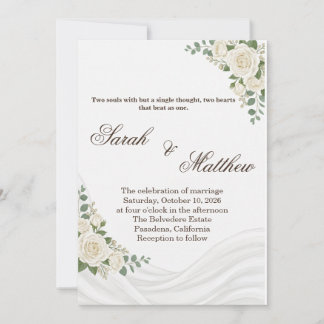Elegant White Floral Islamic Wedding Invitation
