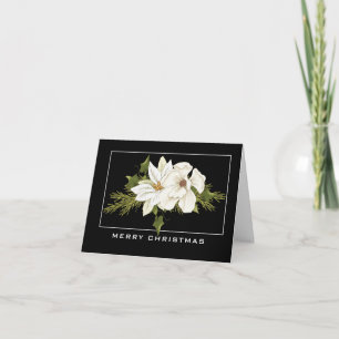 Elegant White Floral Merry Christmas Card